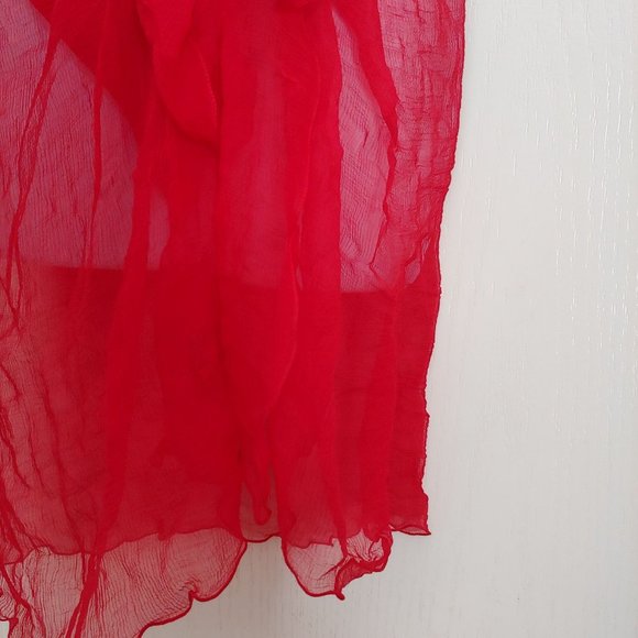 MCM 100% Ultra Sheer Chiffon Red Scarf Made in France / 2piece sold separately - Picture 5 of 7